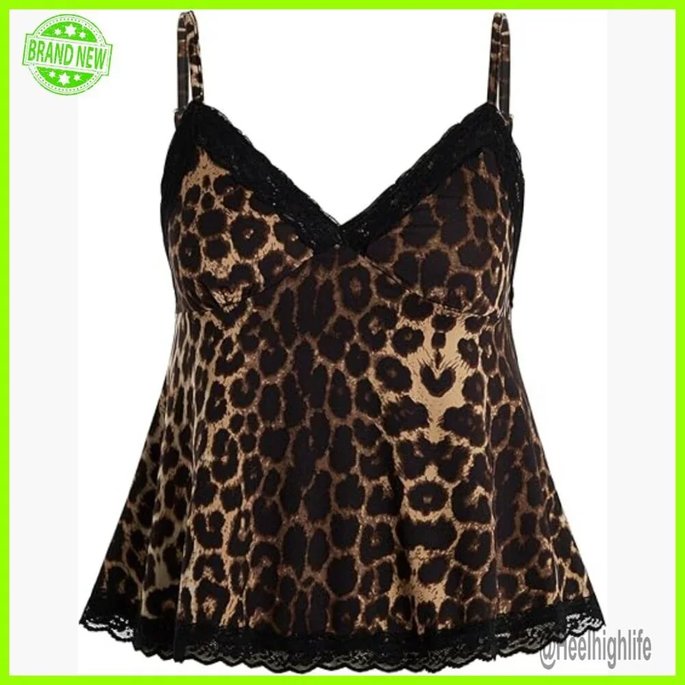 Y2K Lace Camisole Striped Spaghetti Strap Babydoll Top